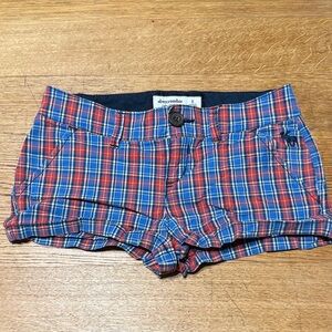 Abercrombie & Fitch kids Red and Blue Plaid Jean Shorts